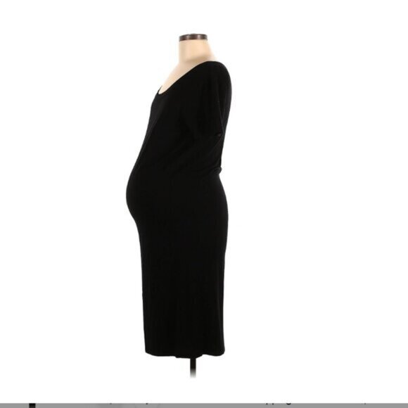STORQ Women's Maternity Black Short Sleeve Dress Size M Stretchy Baby - Picture 1 of 7